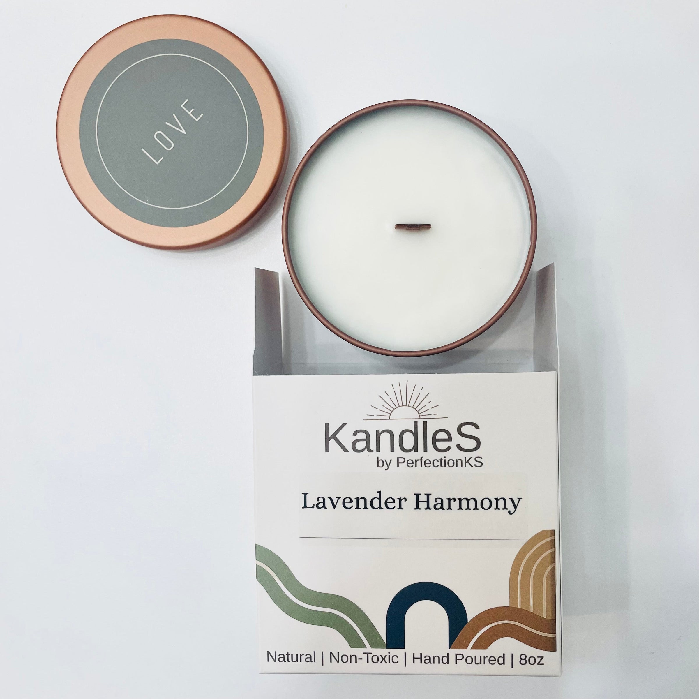 Lavender Harmony Luxury Candle | 8oz Non-Toxic Soy Candle with Wooden Wick | Clean Burn