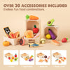 Tiny Land® Play Kitchen Accessories – Wooden Play Food for Play Kitchen: Pretend Cooking Set for Kids