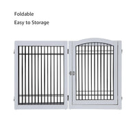 6-Panel Freestanding Wooden Dog Playpen & Pet Gate, 144"L x 31.5"H – Lockable Gate, No Wall Mounting, White/Espresso