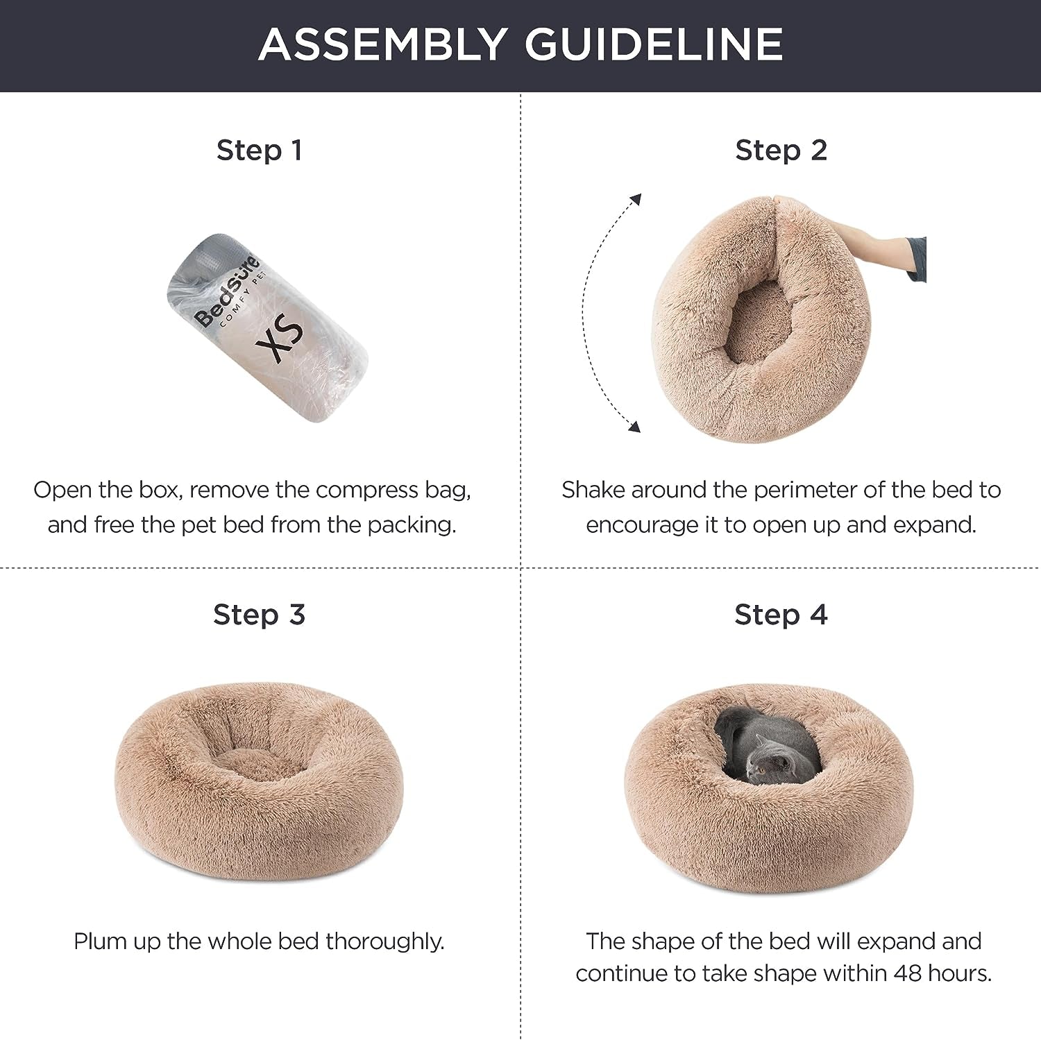 Anti-Slip round Fluffy Plush Faux Fur Pet Bed - BIG FRENCHIES
