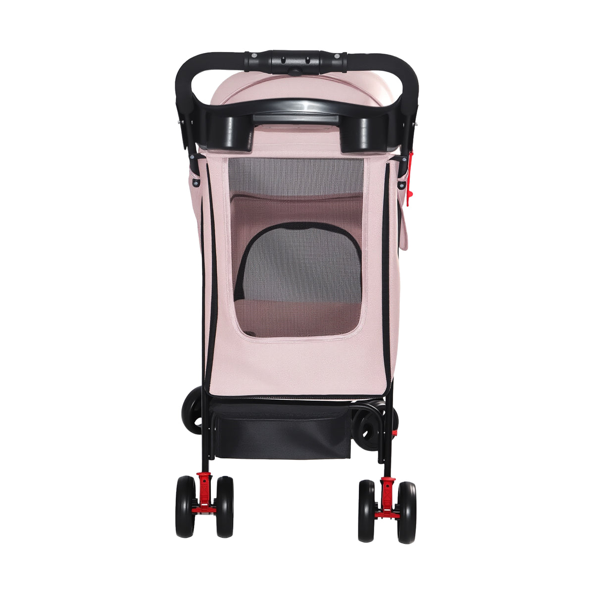 Foldable Pet Stroller for Small Dogs and Cats Under 28 lbs with Multi-Functional Tray, 2 Safety Leashes, Storage Basket 
