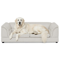 Oversized Pet Sofa, Curved Armrest Rectangular Dog Sofa, Linen Fabric Comfort Pet Couch for Large & Oversized Dogs-Beige