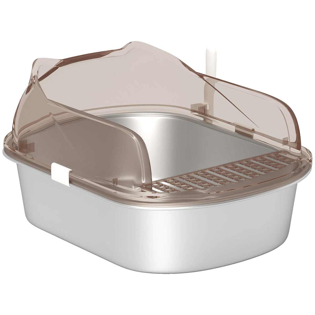 Stainless Steel Cat Litter Box with High Sided Enclosure, Steps & Scoop, Non-Sticky & Anti-Urine Leakage, Easy Cleaning