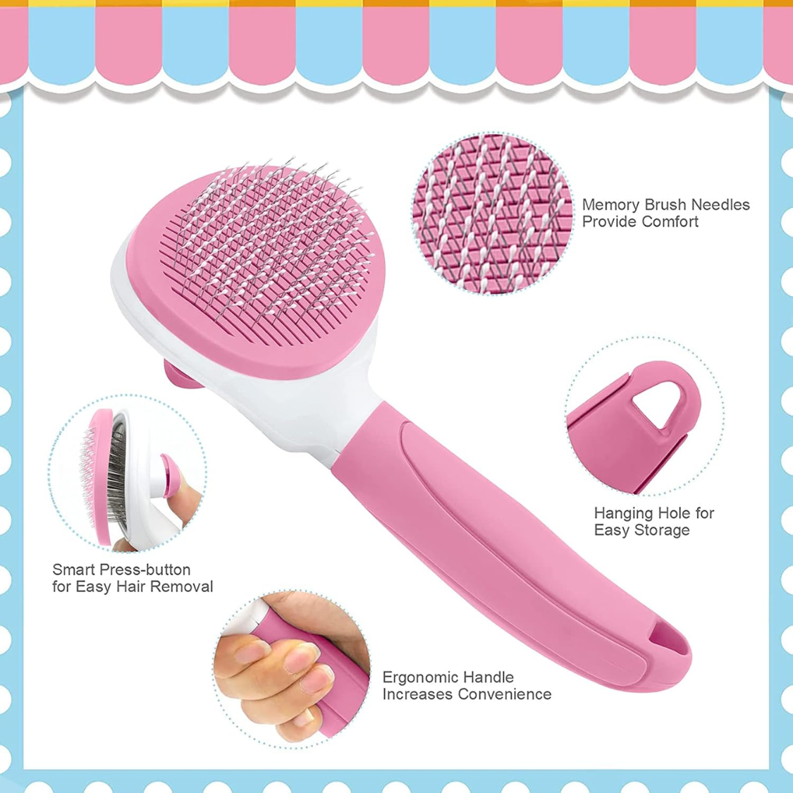 Cat Brushes For Indoor Cats, Dog Brush For Shedding With Metal Cat Comb, Self Cleaning Pet Hair Brush With Release Butto