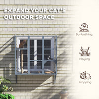 Catio Outdoor, Window Catio For 2-3 Large Indoor Cats W 2 Jumping Platforms, Scratching Post, For Playing, Napping