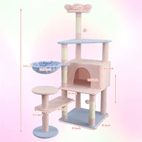 flower cat tree with large condo removable flower cushion and hammock pink
