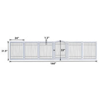 6-Panel Freestanding Wooden Dog Playpen & Pet Gate, 144"L x 31.5"H – Lockable Gate, No Wall Mounting, White/Espresso