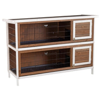 Wooden Rabbit Hutch w/ Dividers Asphalt Roof for Small Animals & Outdoors, Brown