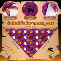 50 Pcs Halloween Dog Bandanas Bulk For Charm Large Pets 31.5 X 21.7 X21.7 In Pumpkin Ghost Soft Triangle Bibs For Dog Lo