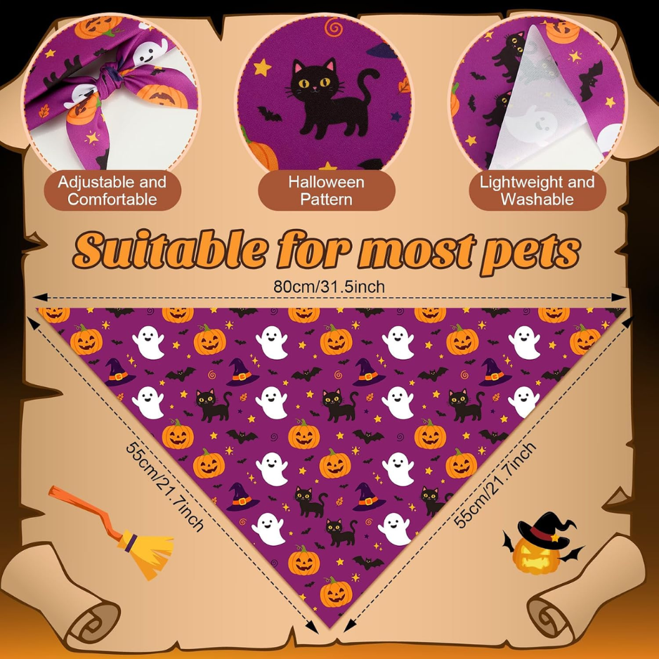 50 Pcs Halloween Dog Bandanas Bulk For Charm Large Pets 31.5 X 21.7 X21.7 In Pumpkin Ghost Soft Triangle Bibs For Dog Lo