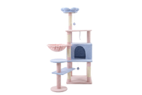 flower cat tree with large condo removable flower cushion and hammock blue