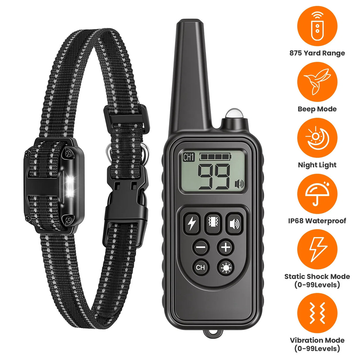 Dog Training Collar with Remote Rechargeable Dog Training Collar IP68 Waterproof with 4 Training Modes 3 Channels for Me