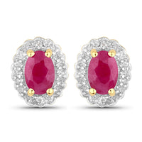 1.94 Carat Genuine Johnson Ruby and White Topaz .925 Sterling Silver Jewelry Set