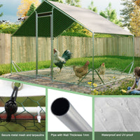 Large Metal Chicken Coop, Walk-in Chicken Run, Galvanized Wire Poultry Chicken Hen Pen Cage, Rabbits Duck Cages With Wat