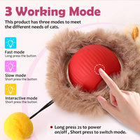 Interactive Toys Ball For Cats, Dog,Agile Moving Cat Ball ,Motion Activated Automatic Moving Ball With Lights,with Fluff