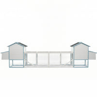 Large Wooden Chicken Coop with Double Nesting Boxes, Outdoor Walk-In Chicken Run with Waterproof Asphalt Roof, Fir Wood 
