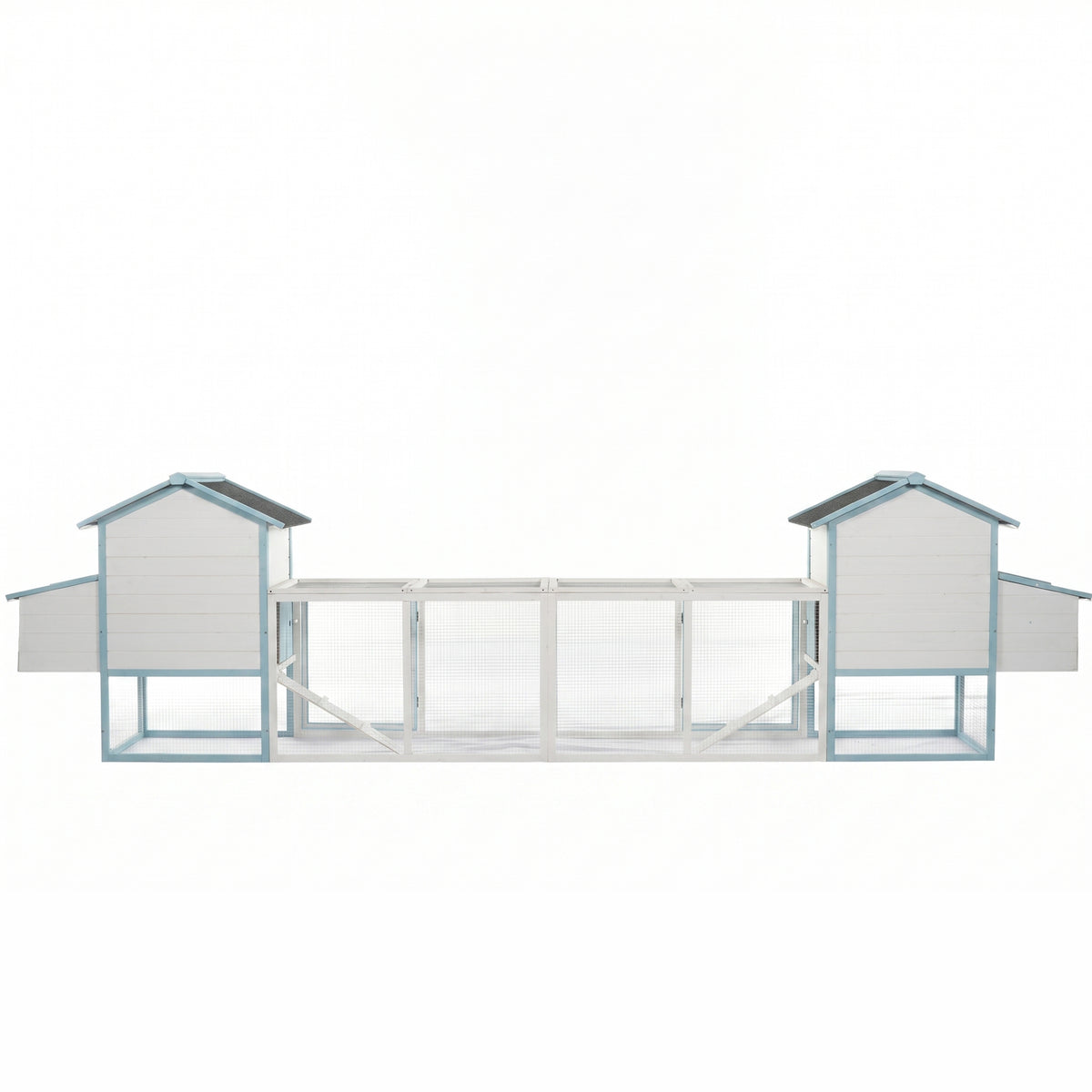 Large Wooden Chicken Coop with Double Nesting Boxes, Outdoor Walk-In Chicken Run with Waterproof Asphalt Roof, Fir Wood 