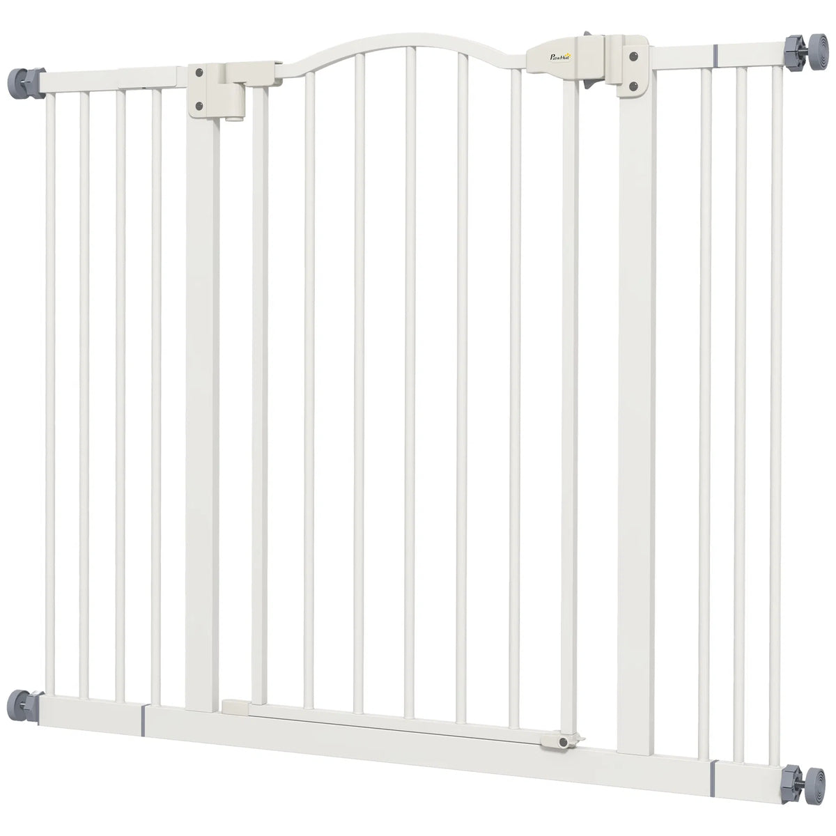 Extra Tall Dog Gate with Door, Pressure Fit, Auto Close, Double Locking for Doorways Hallways Stairs, 29"-39", White