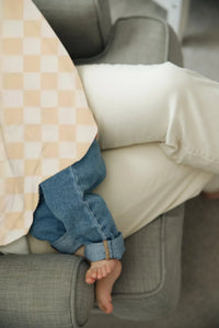 Beige & White Checkered Carseat Cover - BIG FRENCHIES