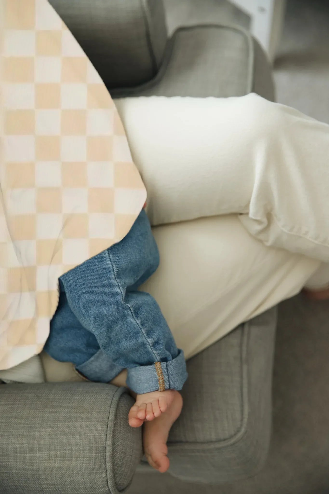 Beige & White Checkered Carseat Cover - BIG FRENCHIES