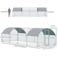 Galvanized Large Metal Chicken Coop Cage Walk-in Enclosure Poultry Hen Run House Playpen Rabbit Hutch with Cover for Out