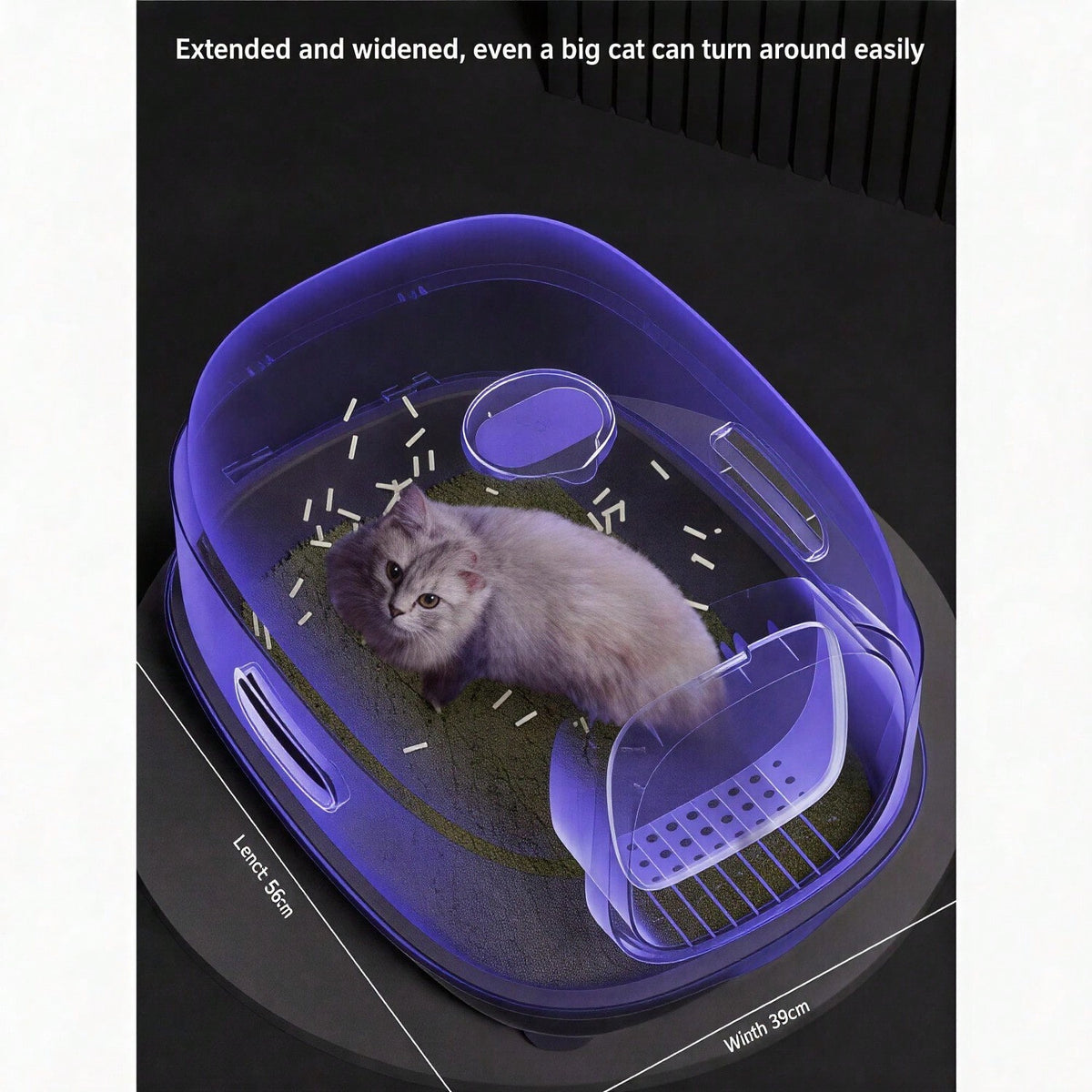 Fully Enclosed Cat Litter Box With UV Sterilization Odor Control, Large 56cm Space For Big Cats, Easy Clean 180 Flip Top