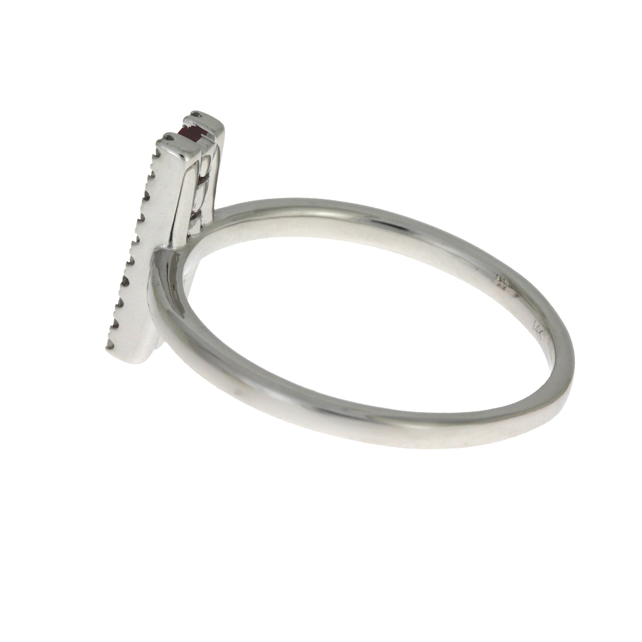 Genuine .30ct Ruby Diamond Ring 14KT White Gold