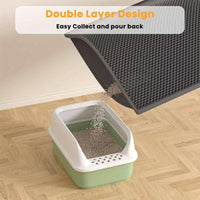 Large Cat Litter Trapper Mat with Exclusive Urine/Waterproof Layer - Cat Litter Mat - Larger Holes with Urine Puppy Pad Option for Messy Cats - Soft on Paws and Light - 30" x 24" (Black Color)