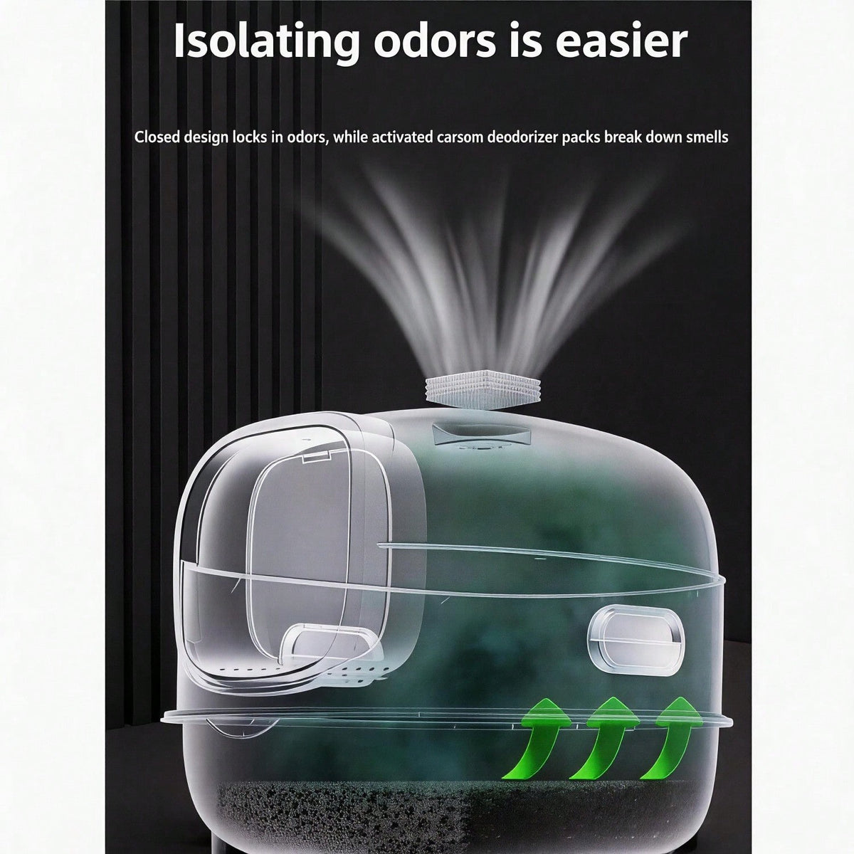 Fully Enclosed Cat Litter Box With UV Sterilization Odor Control, Large 56cm Space For Big Cats, Easy Clean 180 Flip Top