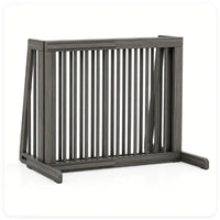 Adjustable Expandable Wooden Pet Gate 22 Inch Tall Freestanding Safety Fence, Gray Pine Wood Slide Dog Gate Easy Assembl