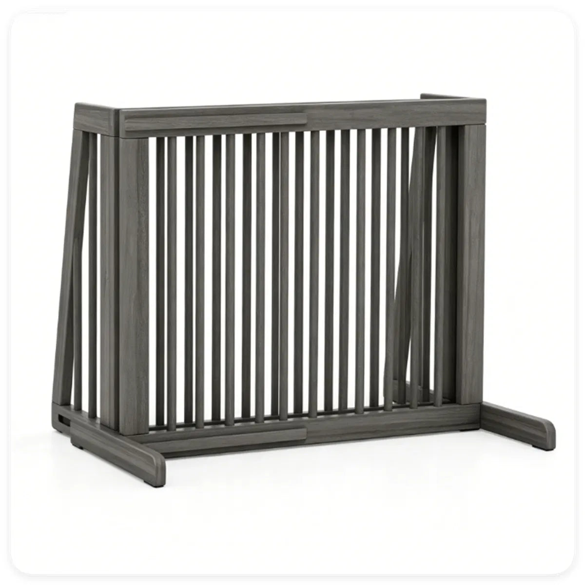 Adjustable Expandable Wooden Pet Gate 22 Inch Tall Freestanding Safety Fence, Gray Pine Wood Slide Dog Gate Easy Assembl