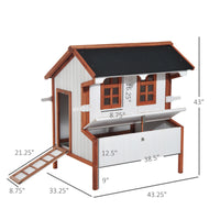 47" Chicken Coop, Wooden Chicken House Raised Rabbit Hutch with Waterproof Roof, Nesting Box and Handles for 3-5 Hens, P