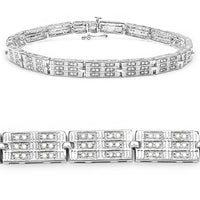 1.16 Carat Genuine White Diamond 14K White Gold Plated .925 Sterling Silver Bracelet