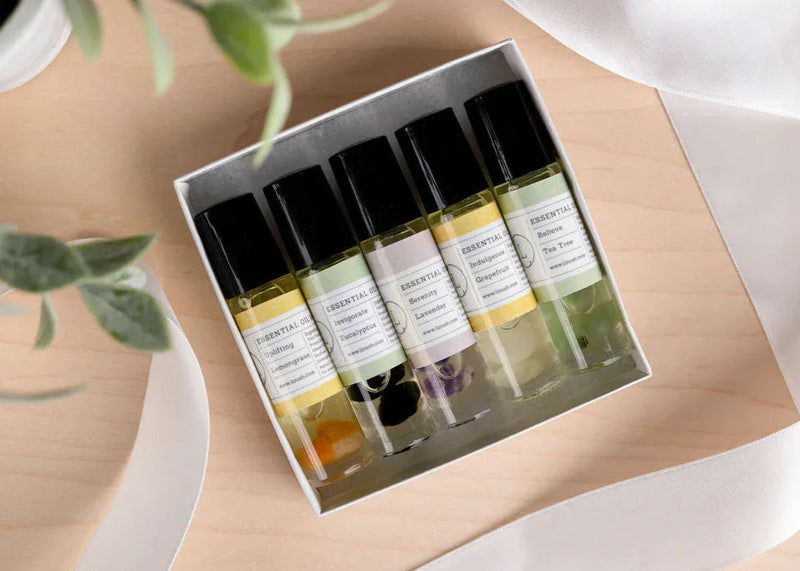 Essential Oils Roll-On with Crystals - set of 5 - BIG FRENCHIES