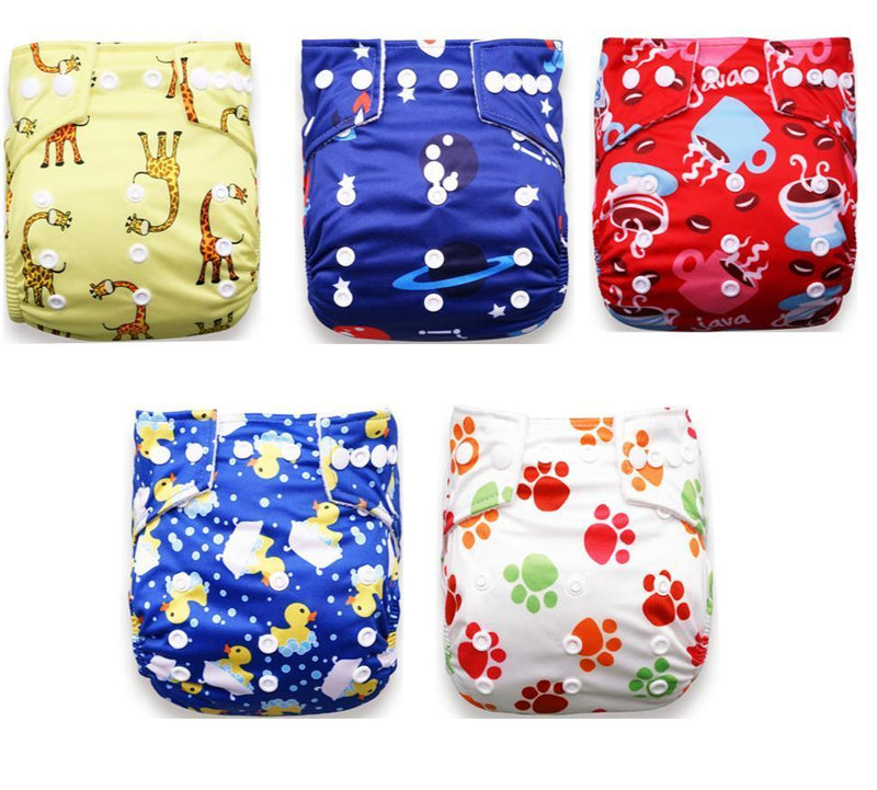 Modern Luxury Printed Baby Nappy 5pcs/Lot Washable Diapers Good Quality Pocket Diaper For Kids - BIG FRENCHIES