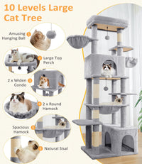 ABCPET Large Cat Tree, Cat Tower, Multi-Tier, Indoor Cat, Sisal Scratching Post, Widened Cat Perching Post, Square Hammo