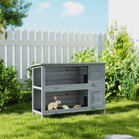 54" 2-Story Large Rabbit Hutch Bunny Cage Wooden Pet House Small Animal Habitat with Lockable Doors, No Leak Tray and wa