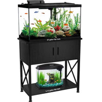 Fish Tank Stand Metal Aquarium Stand for 20 Gallon Long with Accessories Storage - BIG FRENCHIES
