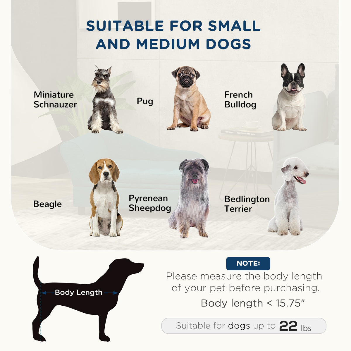 Pet Sofa Dog Sofa for Small Dogs with Storage, Dark Blue