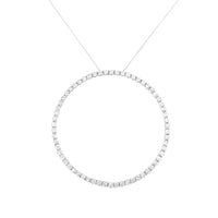 .925 Sterling Silver 5.0 Cttw Prong Set Round-cut Diamond Open Circle Hoop 18" Pendant Necklace (I-J Color, I2-I3 Clarity)
