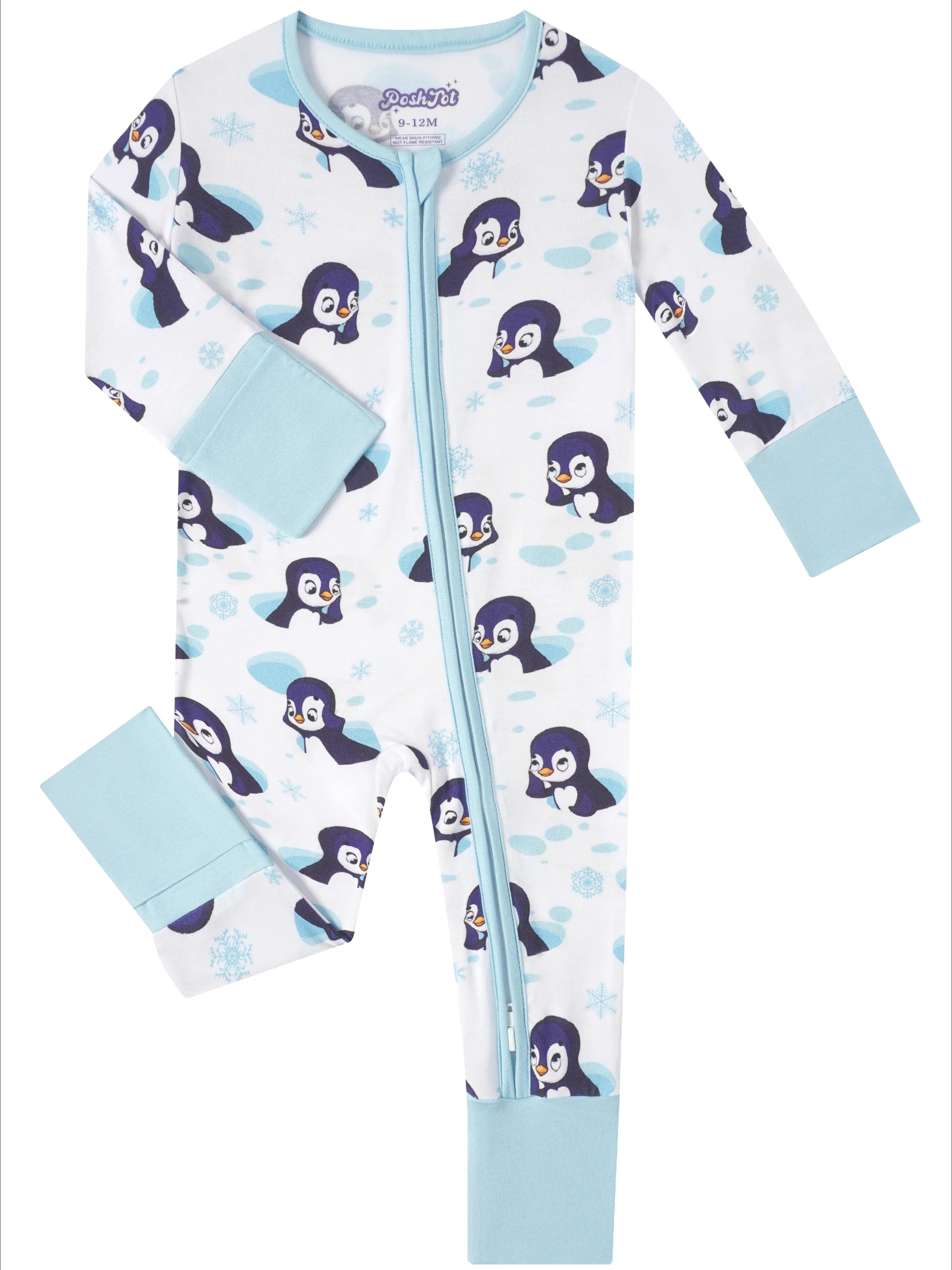 PoshTOT Snowman Penguin Bamboo Baby Convertible Zippy Romper