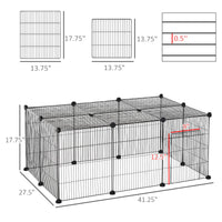 Small Animal Cage for Bunny, Guinea Pig, Chinchilla, Hedgehog, Portable Pet Enclosure with Door, 16 Panels