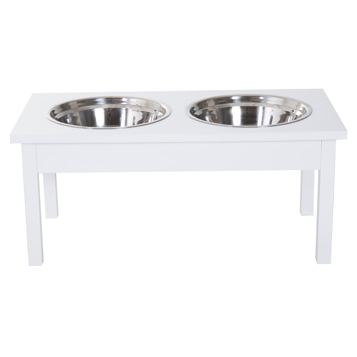 23" Wooden Heavy Duty Dog Food Bowls Pet Elevated Feeding Station -White