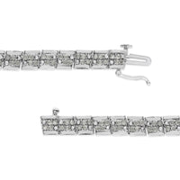 .925 Sterling Silver 2.0 Cttw Diamond 7" Round Miracle Plate Link Bracelet (I-J Color, I2-I3 Clarity)
