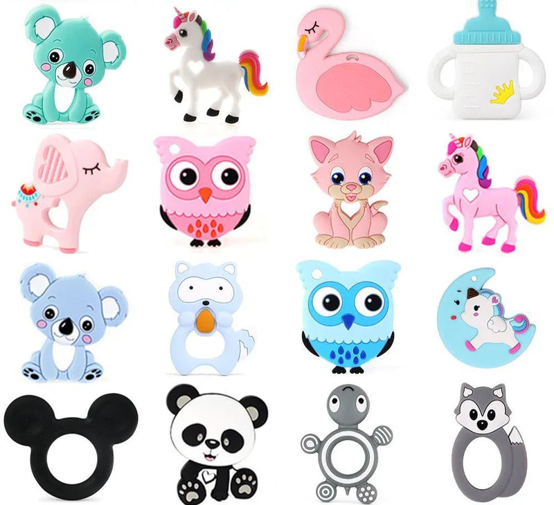Baby Silicone Teethers BPA Free Teething Toy Animal Dog Koala Owl Elephant Baby Ring Teether Silicone Beads For Kids and Baby - BIG FRENCHIES