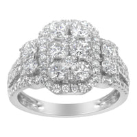 14K White Gold 2 1/4 Cttw Diamond Cocktail Cluster Ring (G-H Color, SI2-I1 Clarity) - Size 7