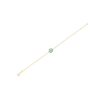 14k Yellow Gold Blue Evil Eye Bracelet (1.00 mm)