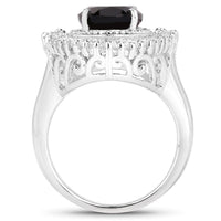 8.12 Carat Genuine Smoky Quartz and White Topaz .925 Sterling Silver Ring