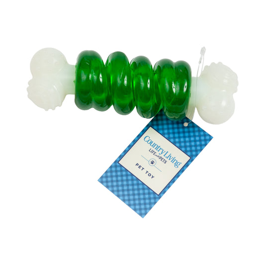 Country Living Bone-a-Treat Dog Chew Toy – Orange Bulged Balls & Green Spiral Ring - BIG FRENCHIES