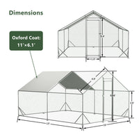 10 x 13ft Outdoor Large Metal Chicken Run Coop with 1 piece of Waterproof Cover, Garden Backyard Walk-in Hen Cage Poultr